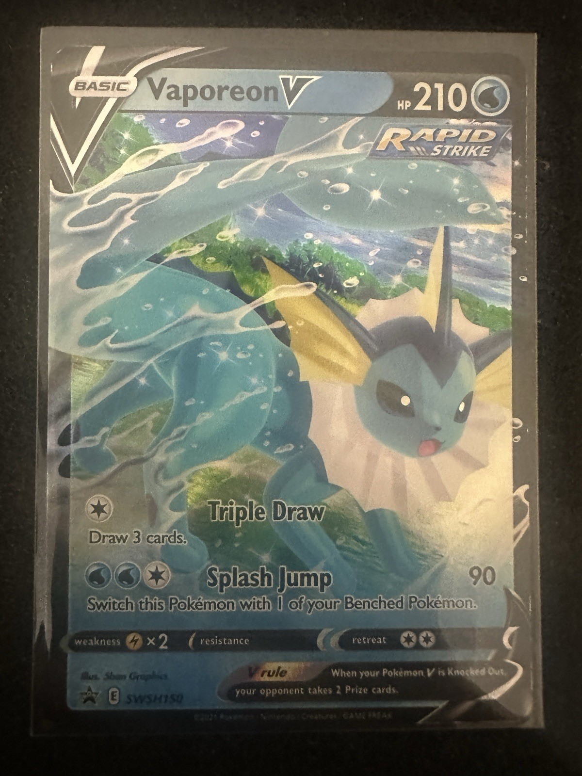 2021 Pokemon Vaporeon V SWSH150 Black Star Promo Full Art Holo Eeveelution