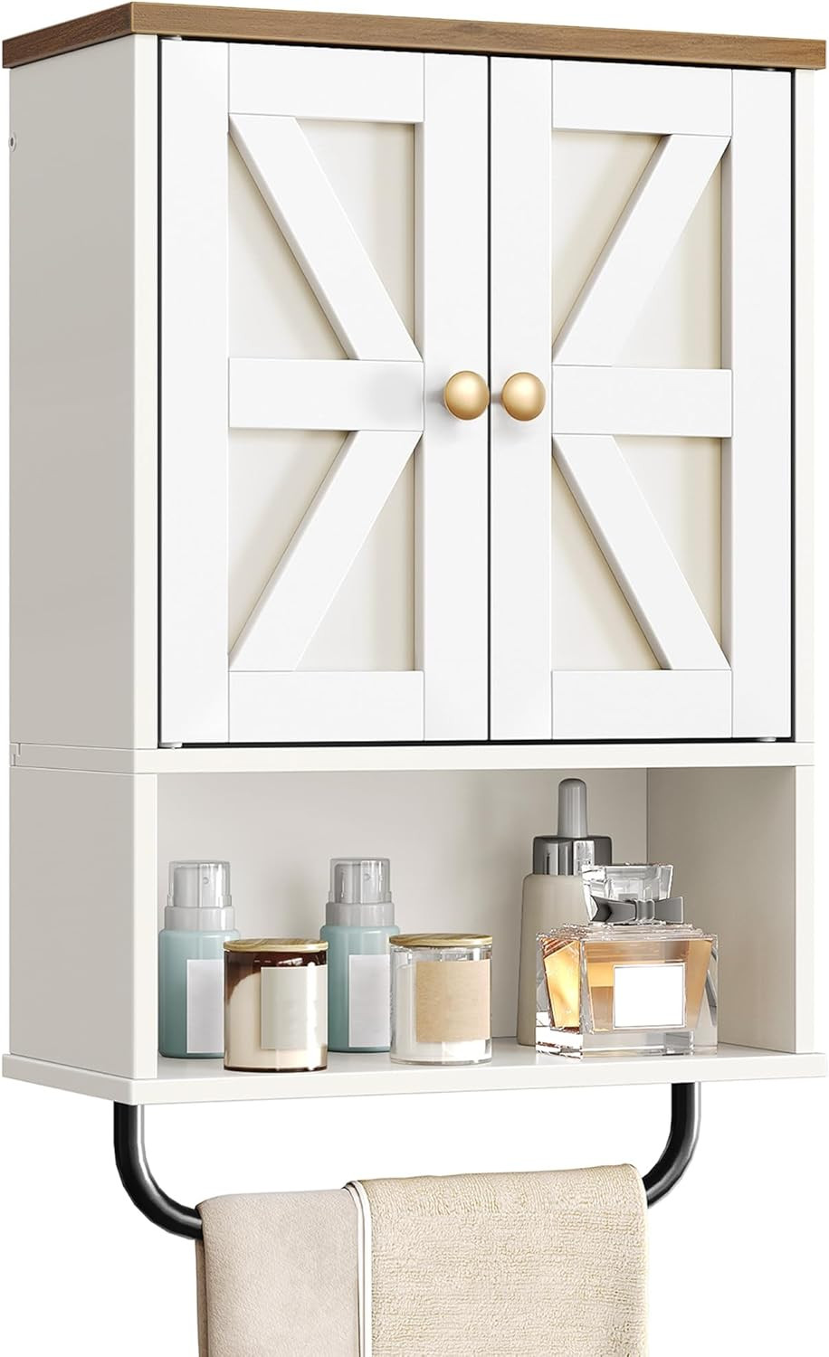 Bathroom Wall Cabinet Medicine Towel Bar Storage Partition White Walnut Bathroom Wall Cabinet Medicine Towel Bar Storage Partition White Walnut