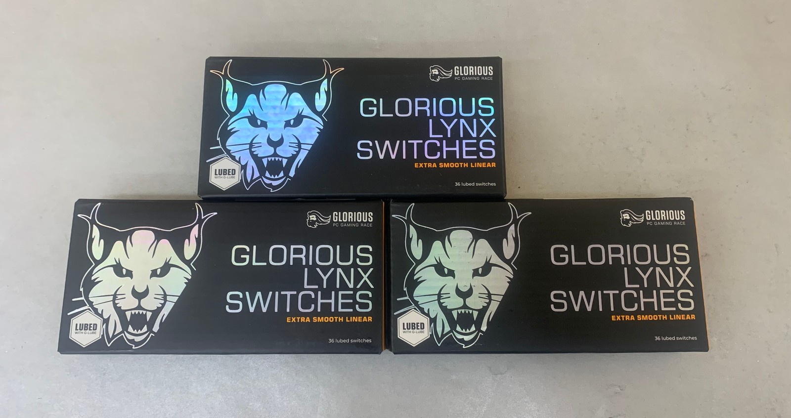 (36pc x 3 Boxes) Glorious Lynx Extra Smooth G-Lubed Linear Mechanical Switches