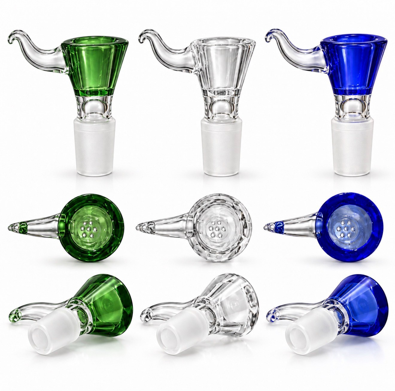 2x 18mm Male Bowl with in-built Screen & Handle for Water Pipe Smoking Pipe