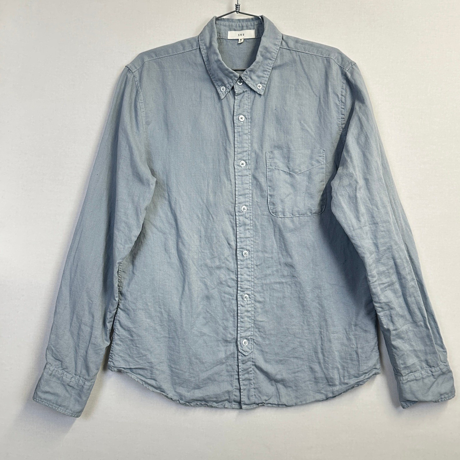 SKU Save Khaki United Shirt Gray Blue Tint Men\'s Size M Made In USA