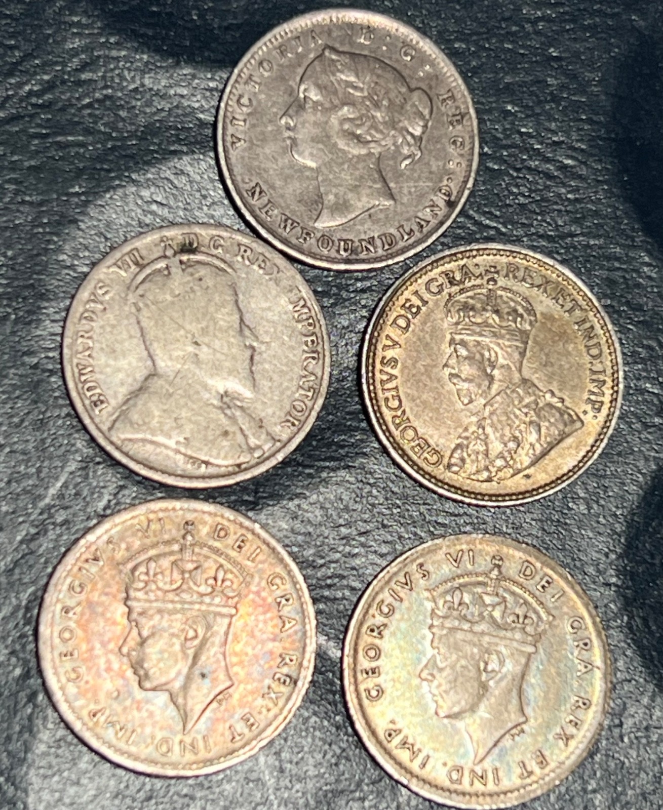 (5) 1896-1944 Newfoundland Canada .925 Silver 5 Cent Lot. (5) 1896-1944 Newfoundland Canada .925 Silver 5 Cent Lot.