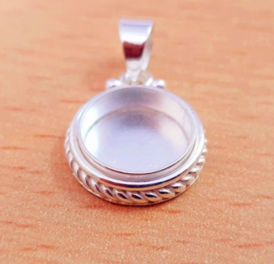 Solid 925 Sterling Silver 3mm Round Bezel Pendant Blank DIY Jewelry Setting
