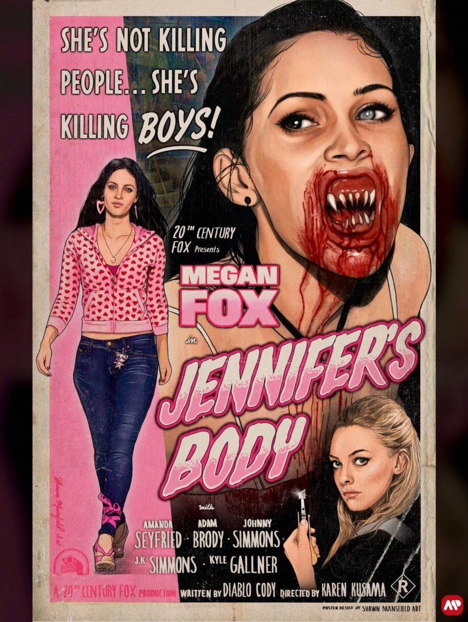 Jennifer\'s Body Retro Horror Comedy Movie Art Poster
