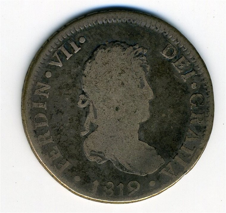 Spain Peru 1819 Lima 2 Reales Fernando VII JP Assayer KM 115.1 Spain Peru 1819 Lima 2 Reales Fernando VII JP Assayer KM 115.1