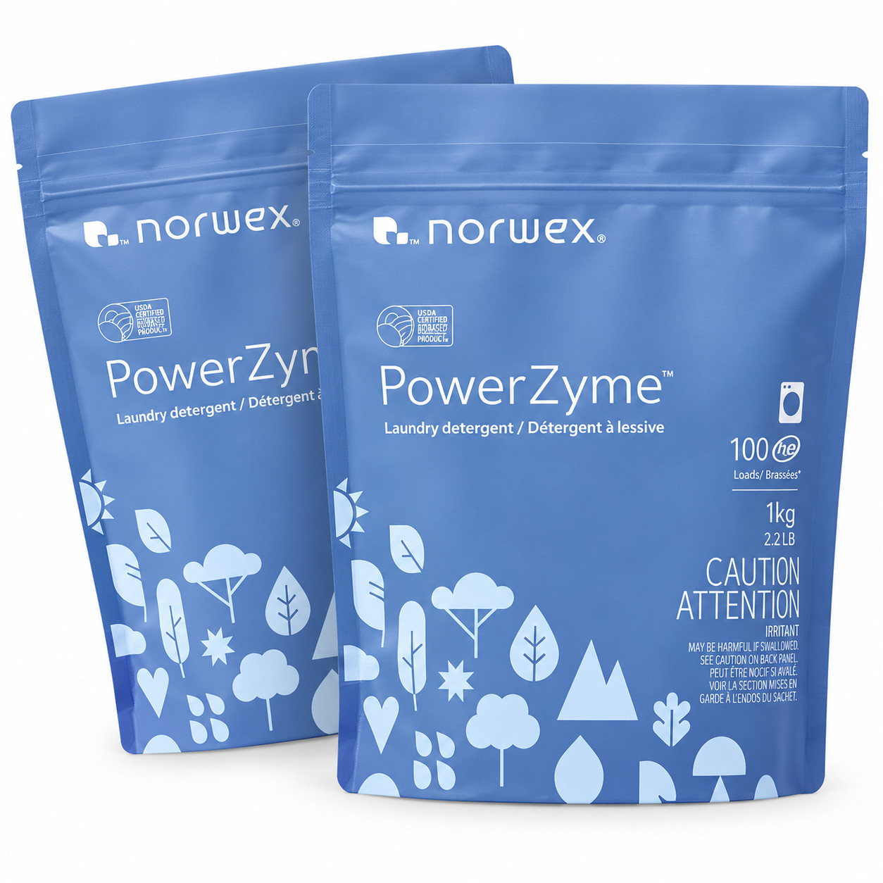 2x Norwex PowerZyme Laundry Detergent 1kg 2.2lb 100 Loads NEW Sealed