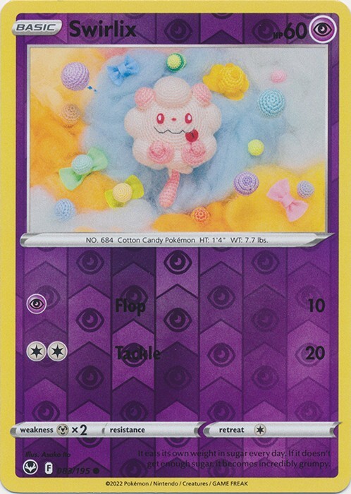 Reverse Holo Swirlix 083/195 Common Silver Tempest Pokemon TCG