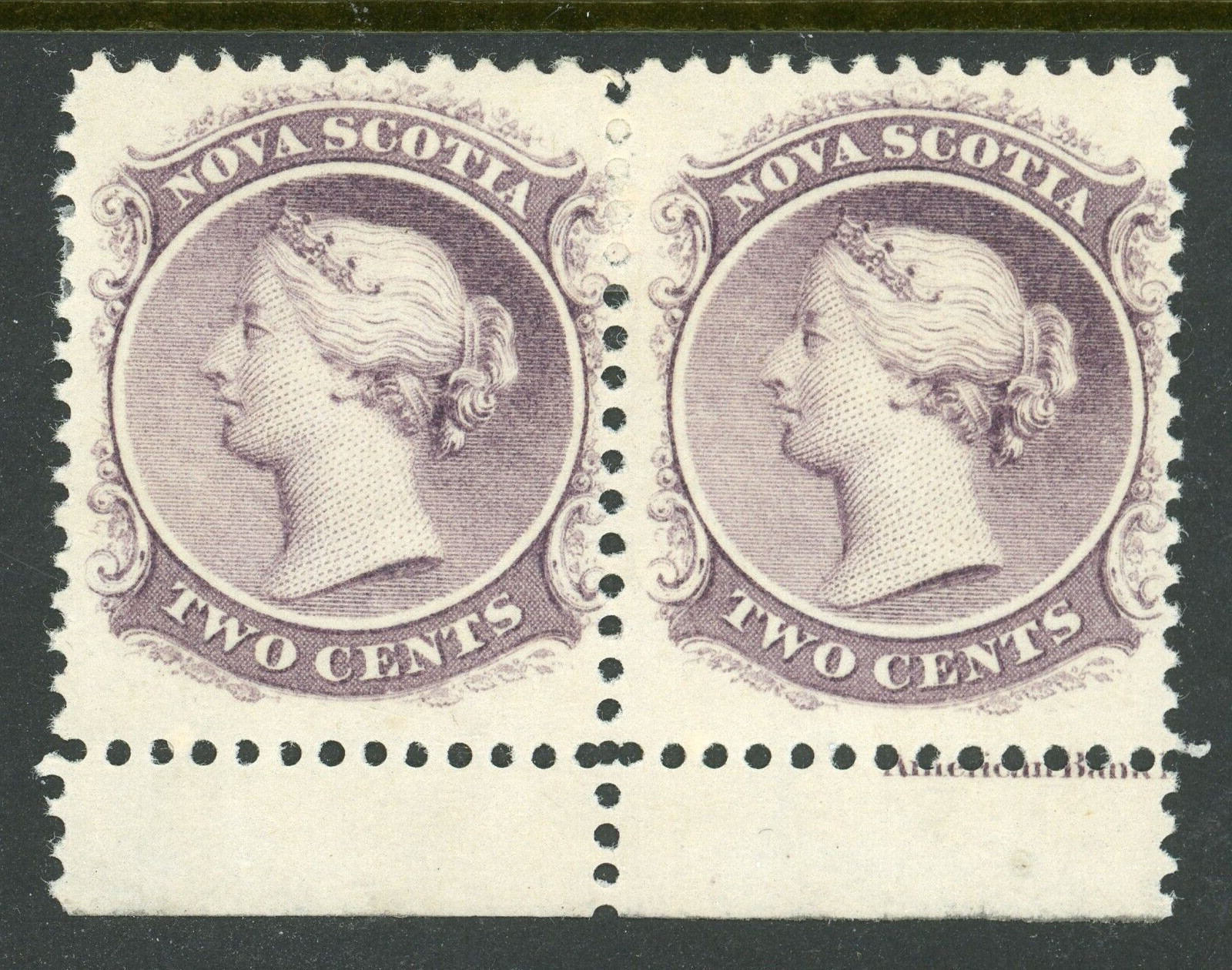 GANDALF - Canada 1860 Nova Scotia 2¢ Pinkish Purple Scott #9 Pair Mint H445 GANDALF - Canada 1860 Nova Scotia 2¢ Pinkish Purple Scott #9 Pair Mint H445