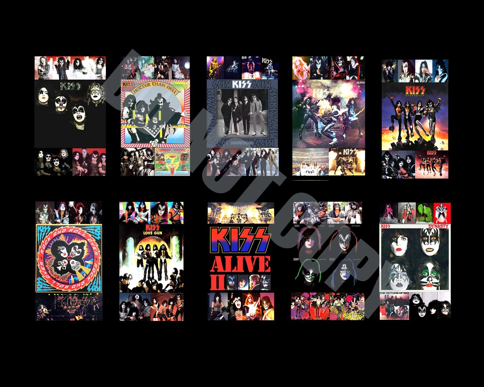KISS Record Albums Collage Magazine 8x10 Photo