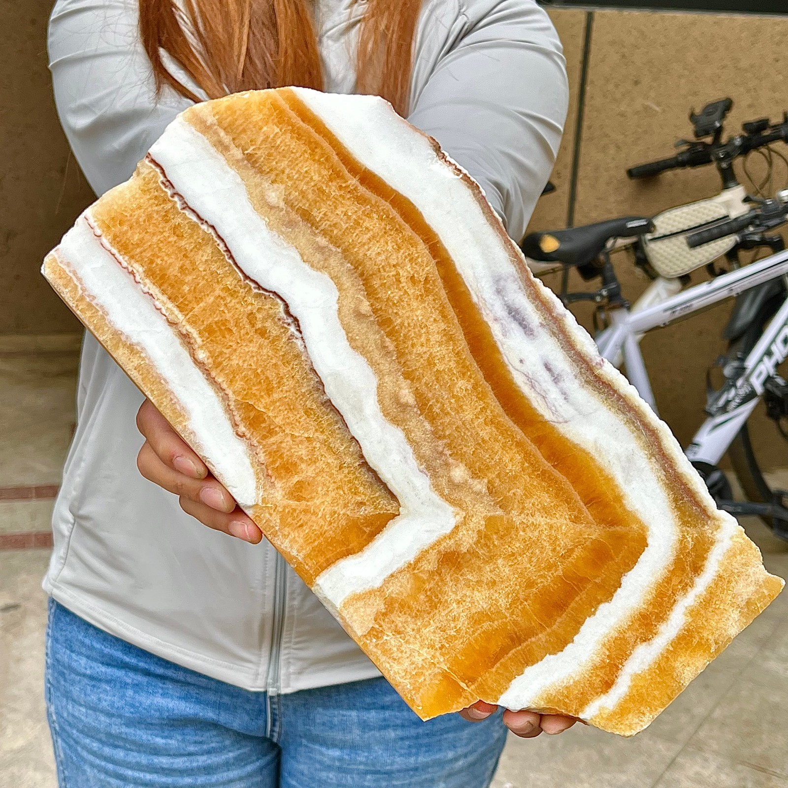 3.39LB Beautiful Calcite - Unique Yellow White Striped Specimen Healing