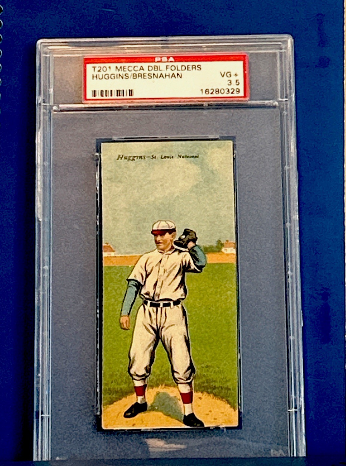 1911 T201 MECCA Dbl. Folder /2 Baseball Cards HUGGINS/BRESHNAHAN 2 HOF PSA 3.5