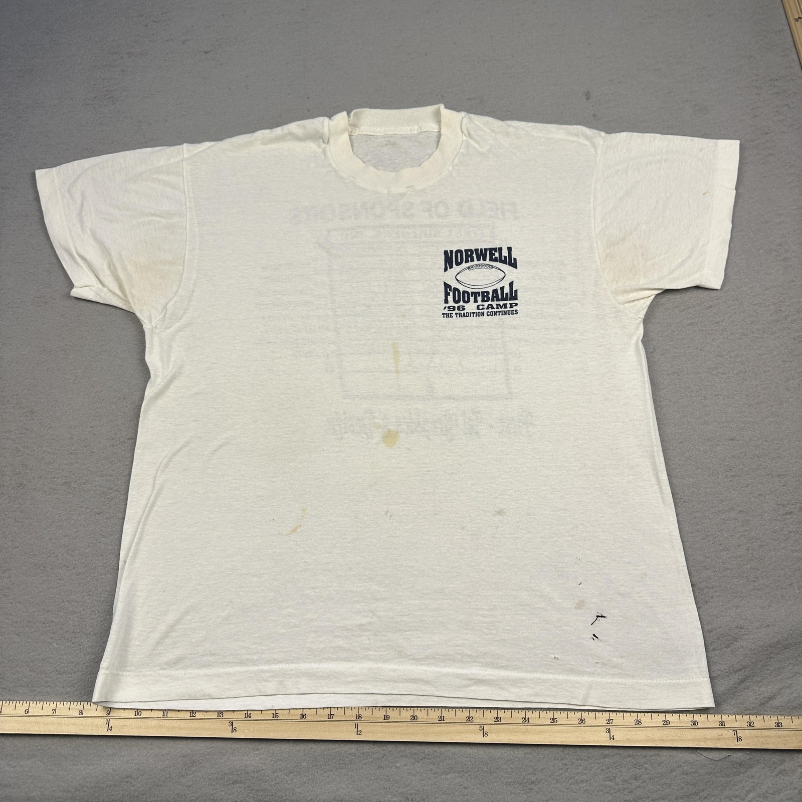 Vintage Norwell Football Shirt Mens Large White 1996 Camp Field Sponsors 90s