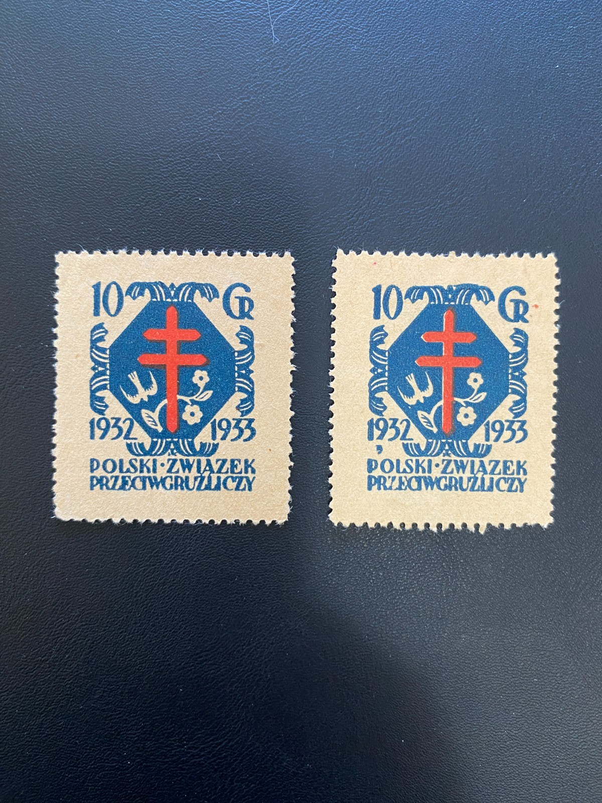 Poland 1932 1933 Anti Tuberculosis Charity Seal 10gr Pair Mint No Gum  10-5