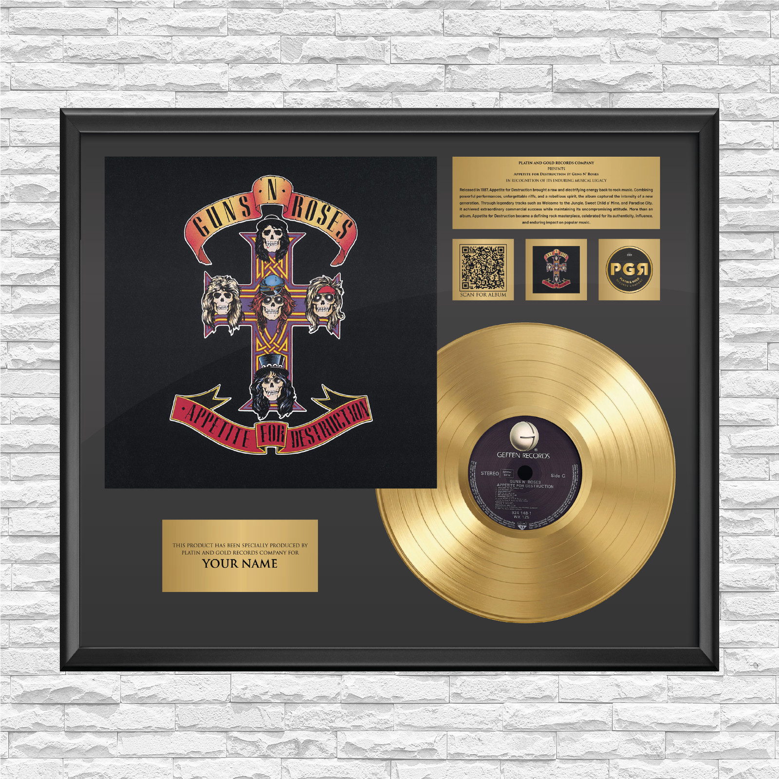 Gold Plated LP Vinyl - Guns N Roses - Memorabilia Music Gift | PGR
