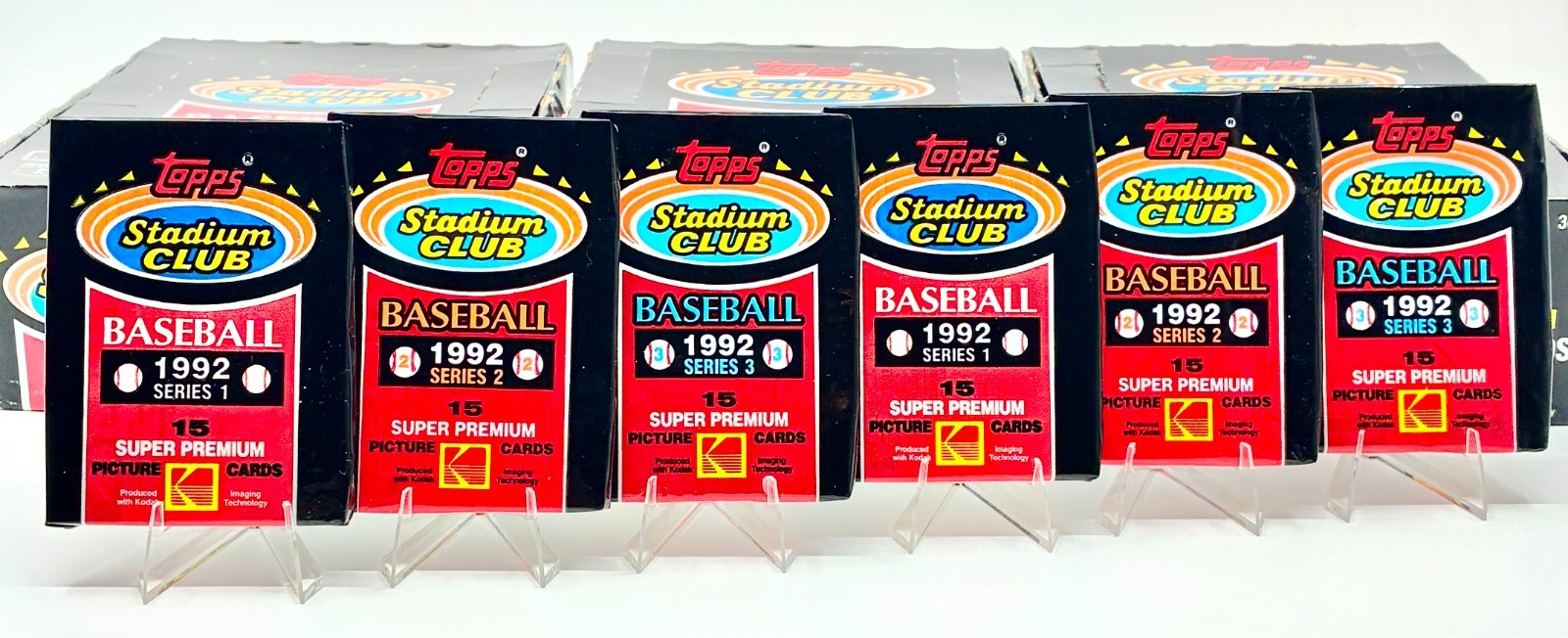 (6 Pack Lot) 1992 Topps Stadium Club Baseball Series 1, 2, 3 - (90 Cards Total)