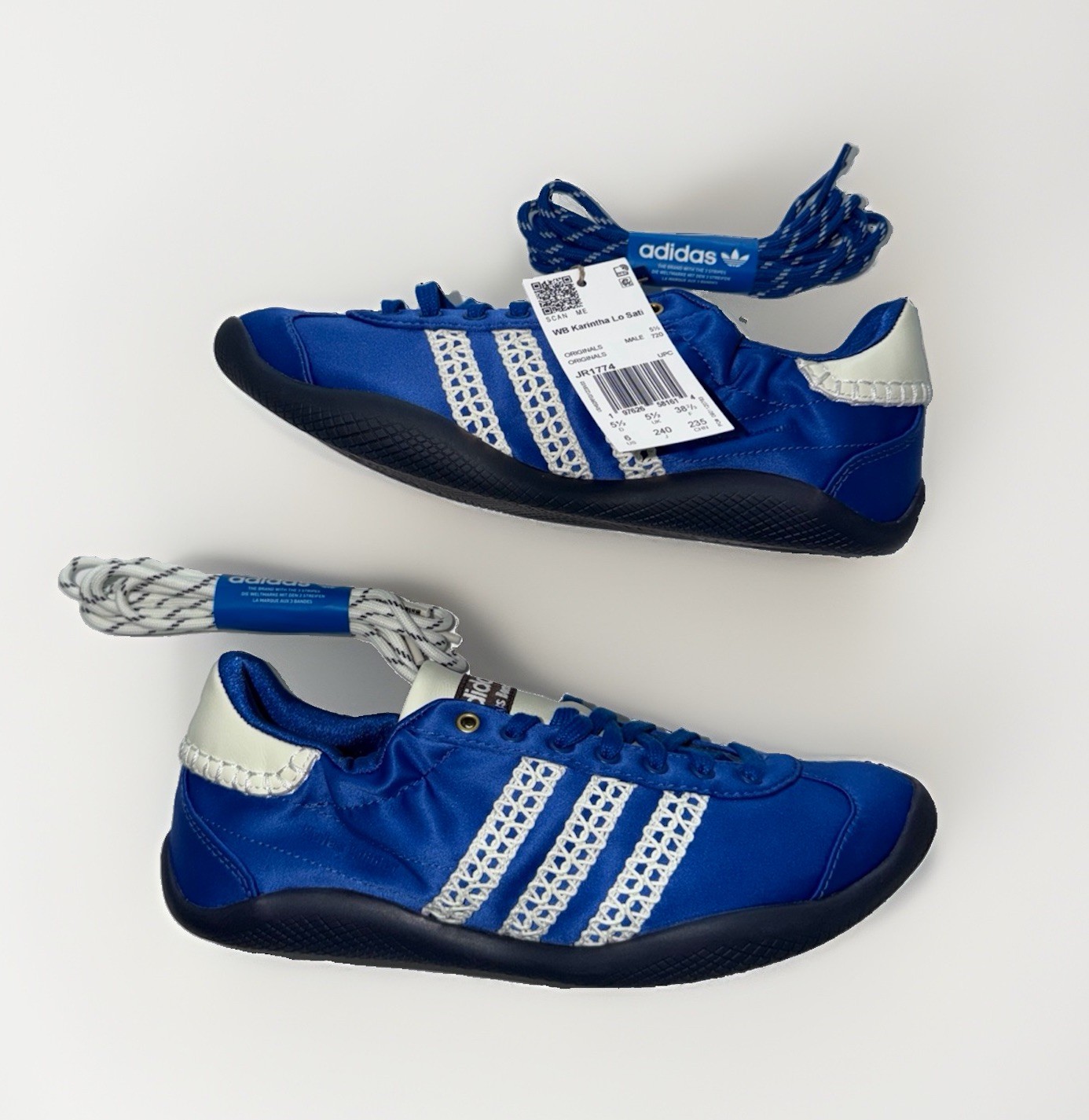 Adidas x Wales Bonner Karintha Satin Shoes Sneakers Royal Blue Men\'s 6 JR1774
