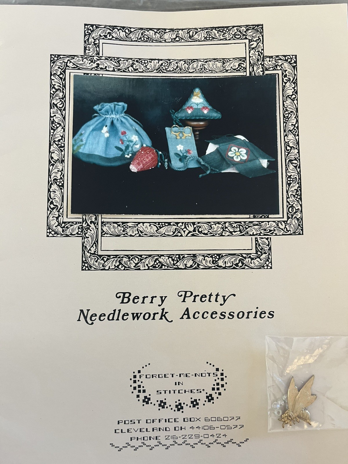 Forget Me Nots In Stitches Berry Pretty Needlework Accessories Leaflet w/CHARM Forget Me Nots In Stitches Berry Pretty Needlework Accessories Leaflet w/CHARM