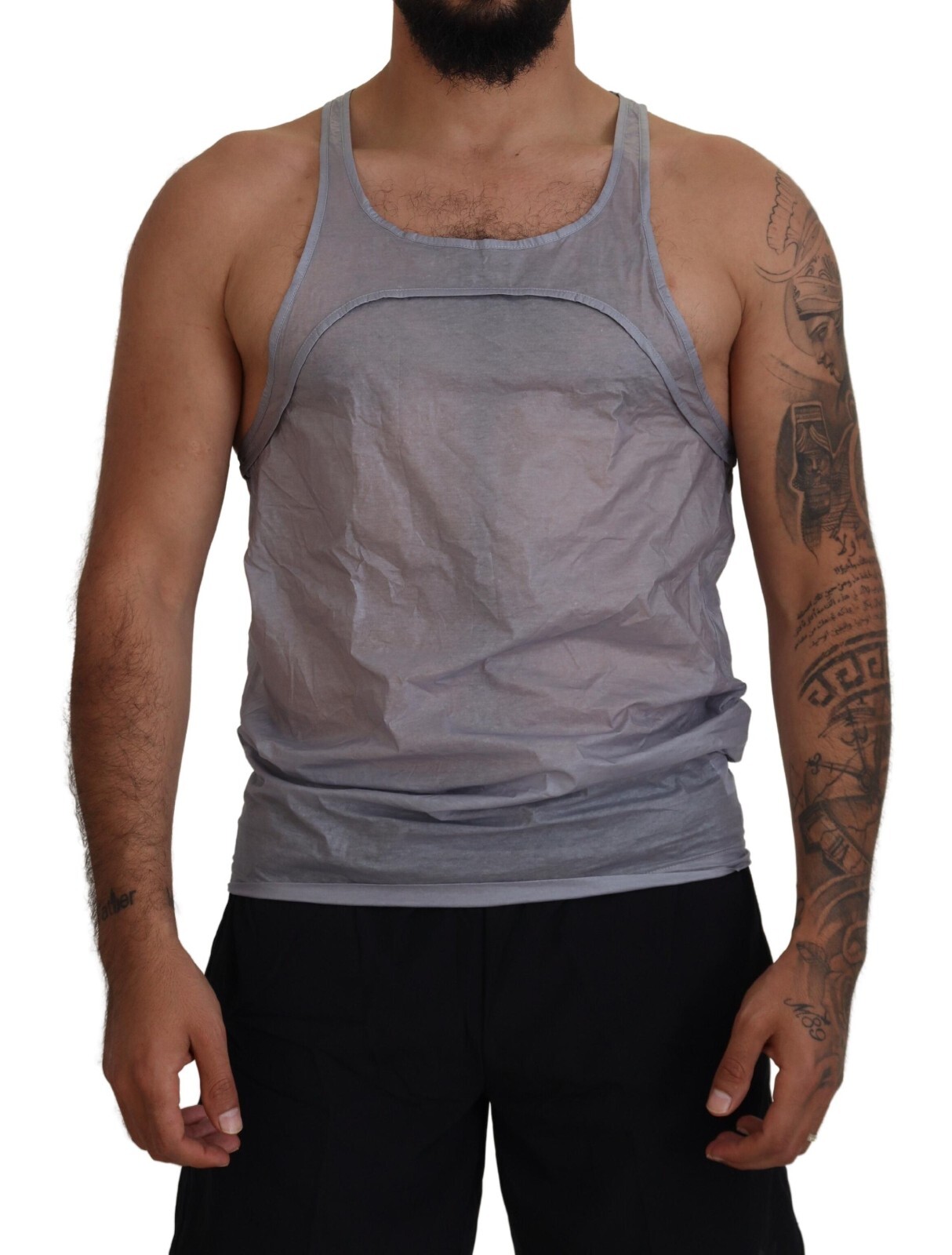 DSQUARED2 T-shirt Light Gray Cotton Sleeveless Tank Men Top IT44/US34/XS 250usd