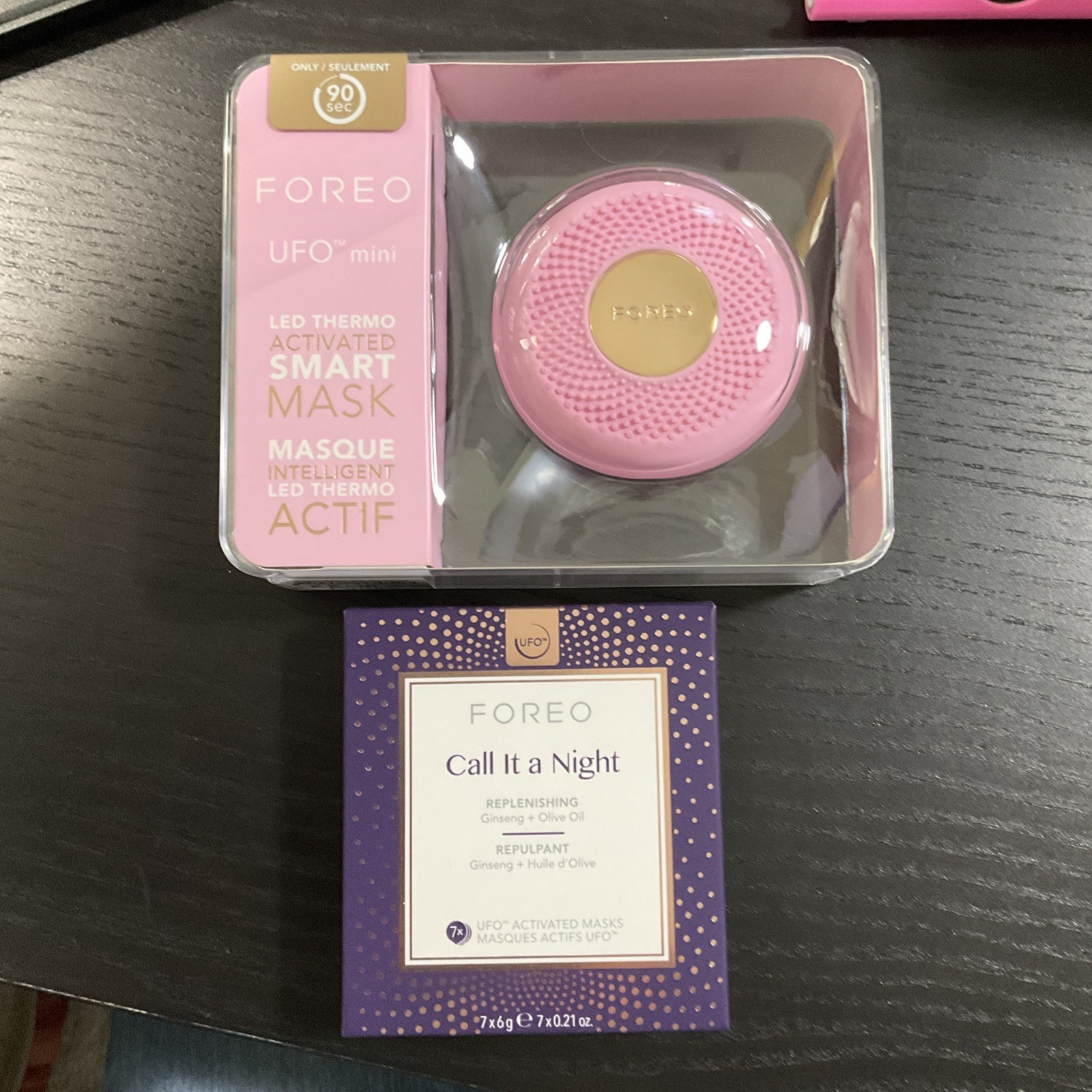 FOREO UFO mini pink pearl and call it a night ufo activated masks