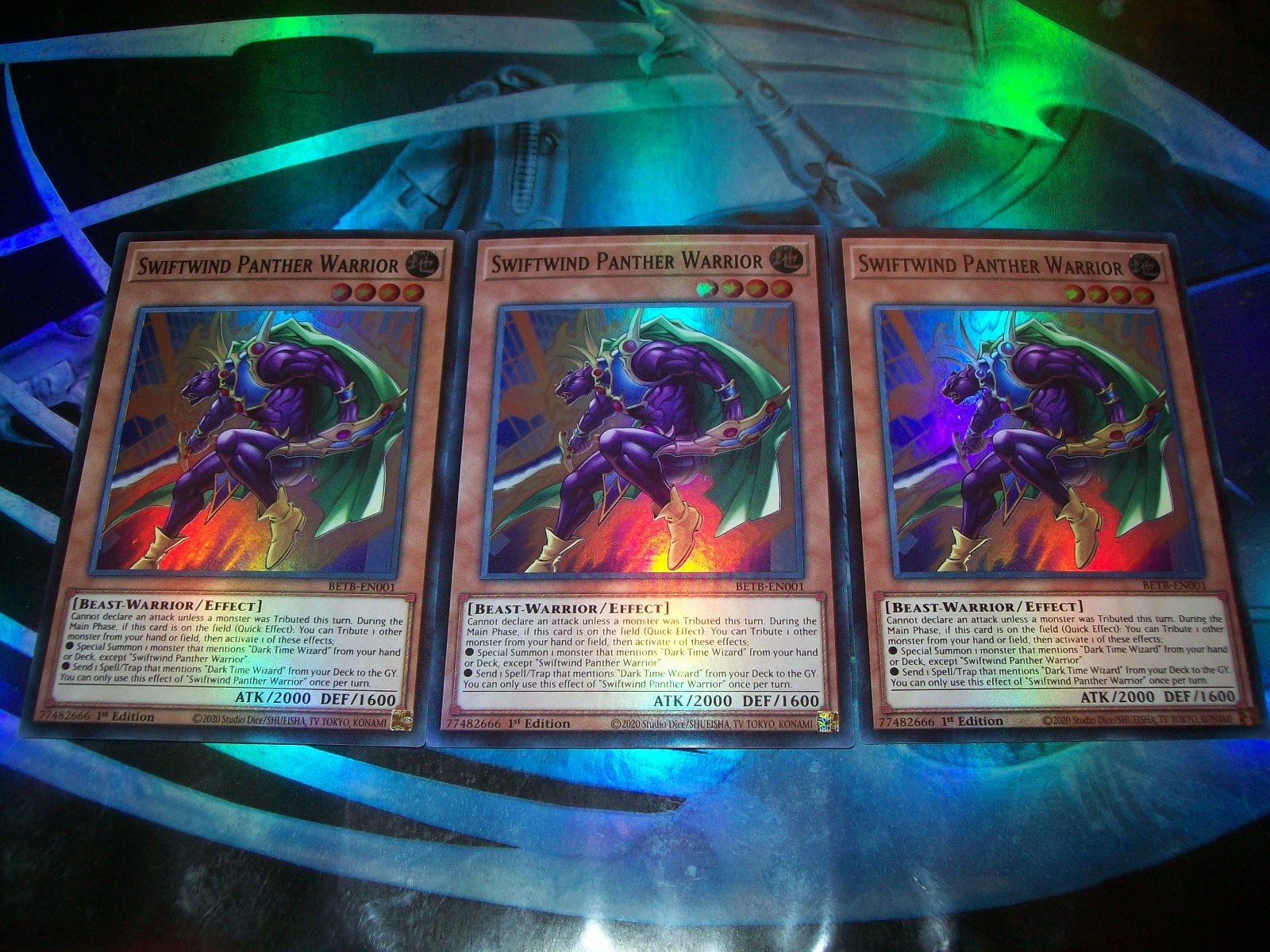 3x Swiftwind Panther Warrior 1st Edition Super Rare BETB-EN001 Yu-Gi-Oh 3x Swiftwind Panther Warrior 1st Edition Super Rare BETB-EN001 Yu-Gi-Oh