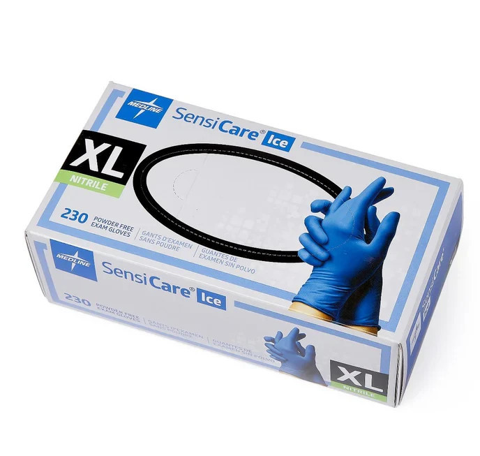 Medline SensiCare Ice Nitrile Exam Gloves - Powdered-Free - XL - 230 Count Medline SensiCare Ice Nitrile Exam Gloves - Powdered-Free - XL - 230 Count