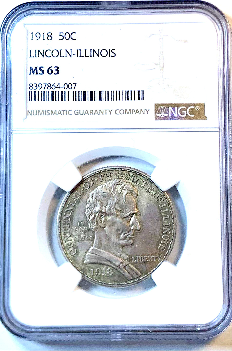 1918 Lincoln-Illinois Commemorative Half Dollar NGC MS63- Highly Collectable 1918 Lincoln-Illinois Commemorative Half Dollar NGC MS63- Highly Collectable