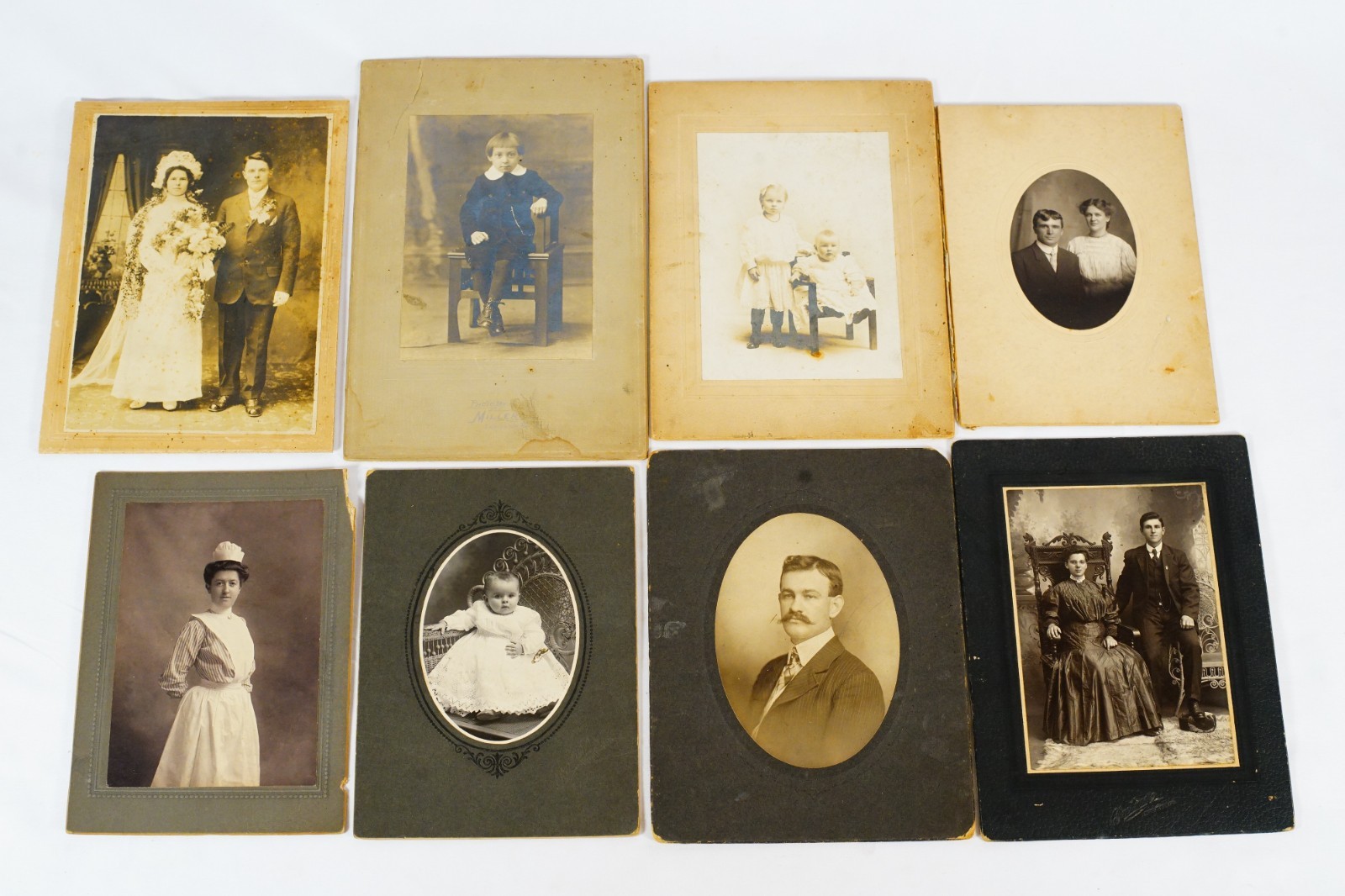 Antique CDV Family Photos Maid Men Women Victorian Fashion Clothing 8 Photos