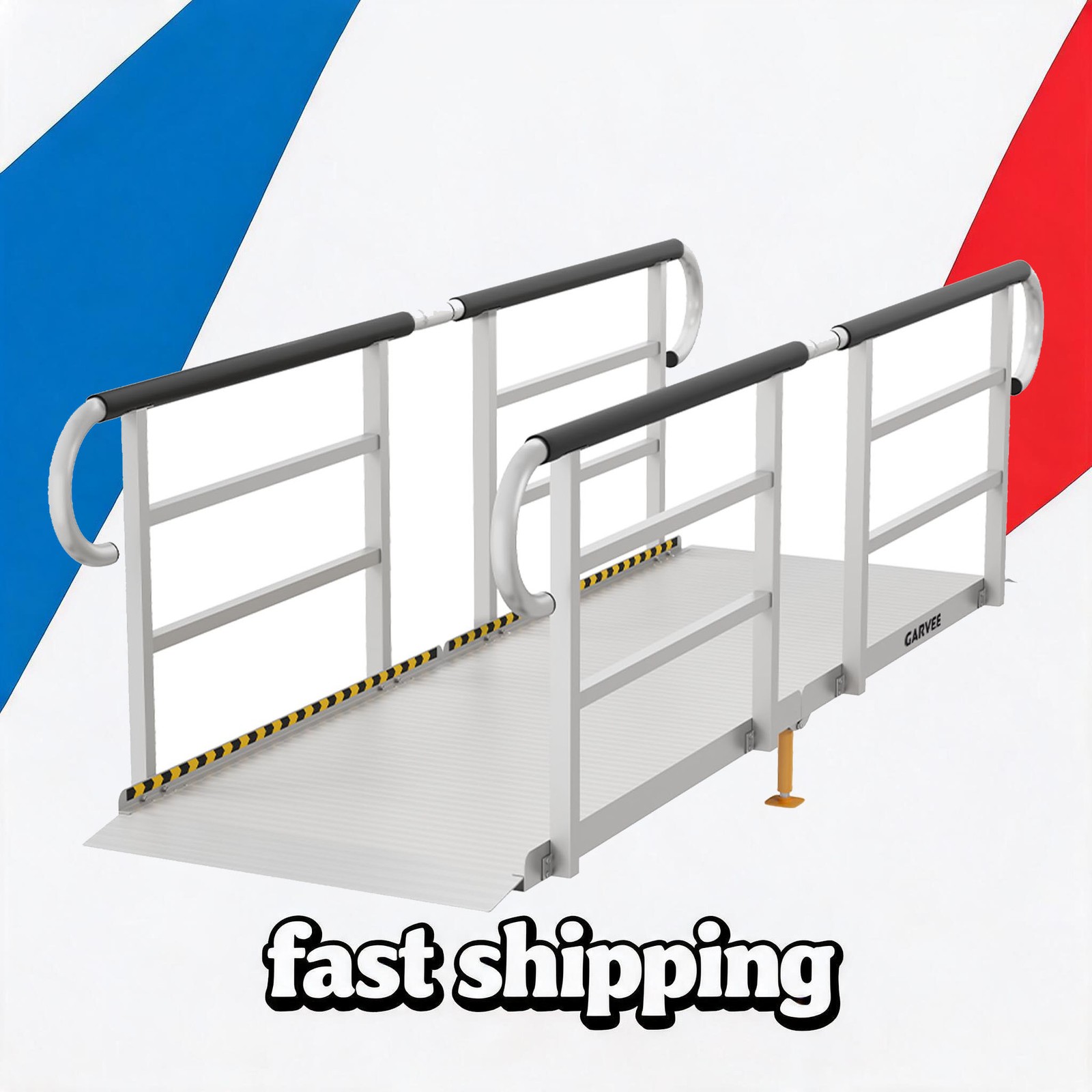 8FT Folding Aluminum Wheelchair Ramp w/ Handrail 1200LB Handicap Ramp Adjustable