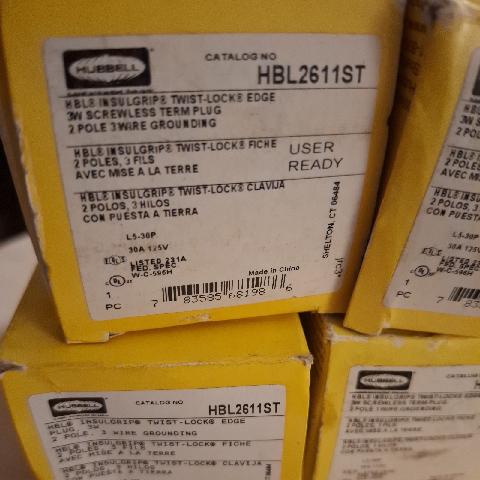 Hubbell HBL2611ST Twist Locking Male Plug 30A 125V.  Lot Of (4)   Save $$$ Here 
