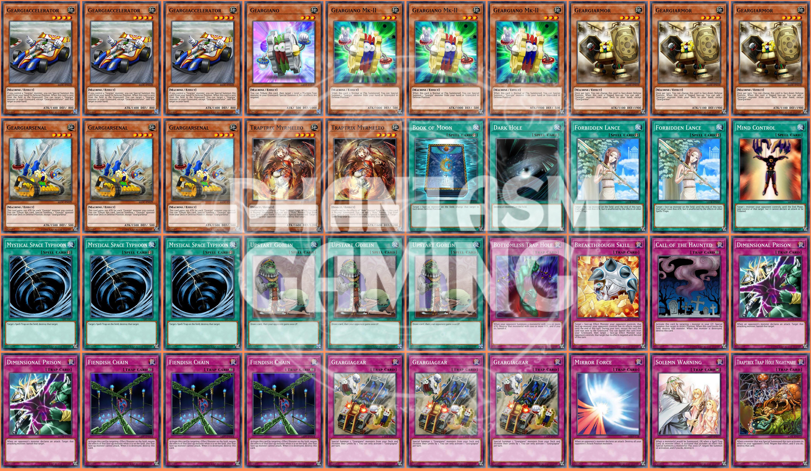 Geargia Deck Fiendish Chain Geargiarmor Dimensional Prison Yugioh