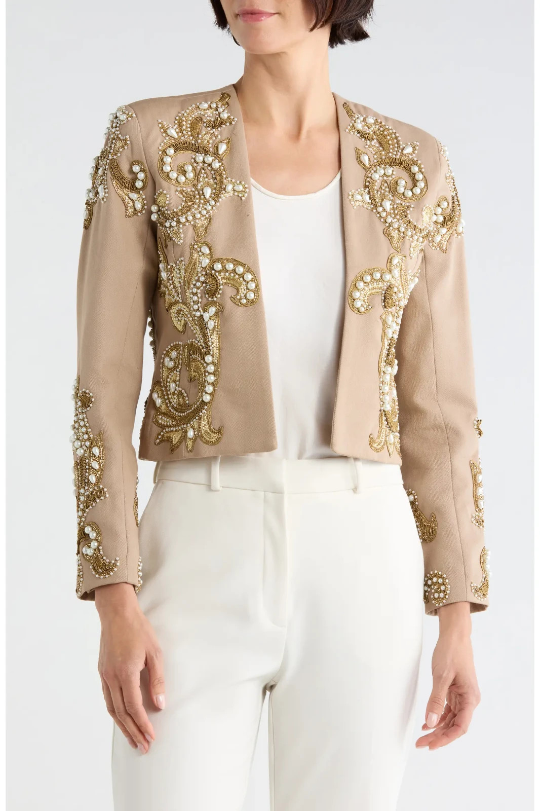 NEW, L\'AGENCE Remini Embellished Jacket in Dark Cappuccino Sz 2 #SJ2528