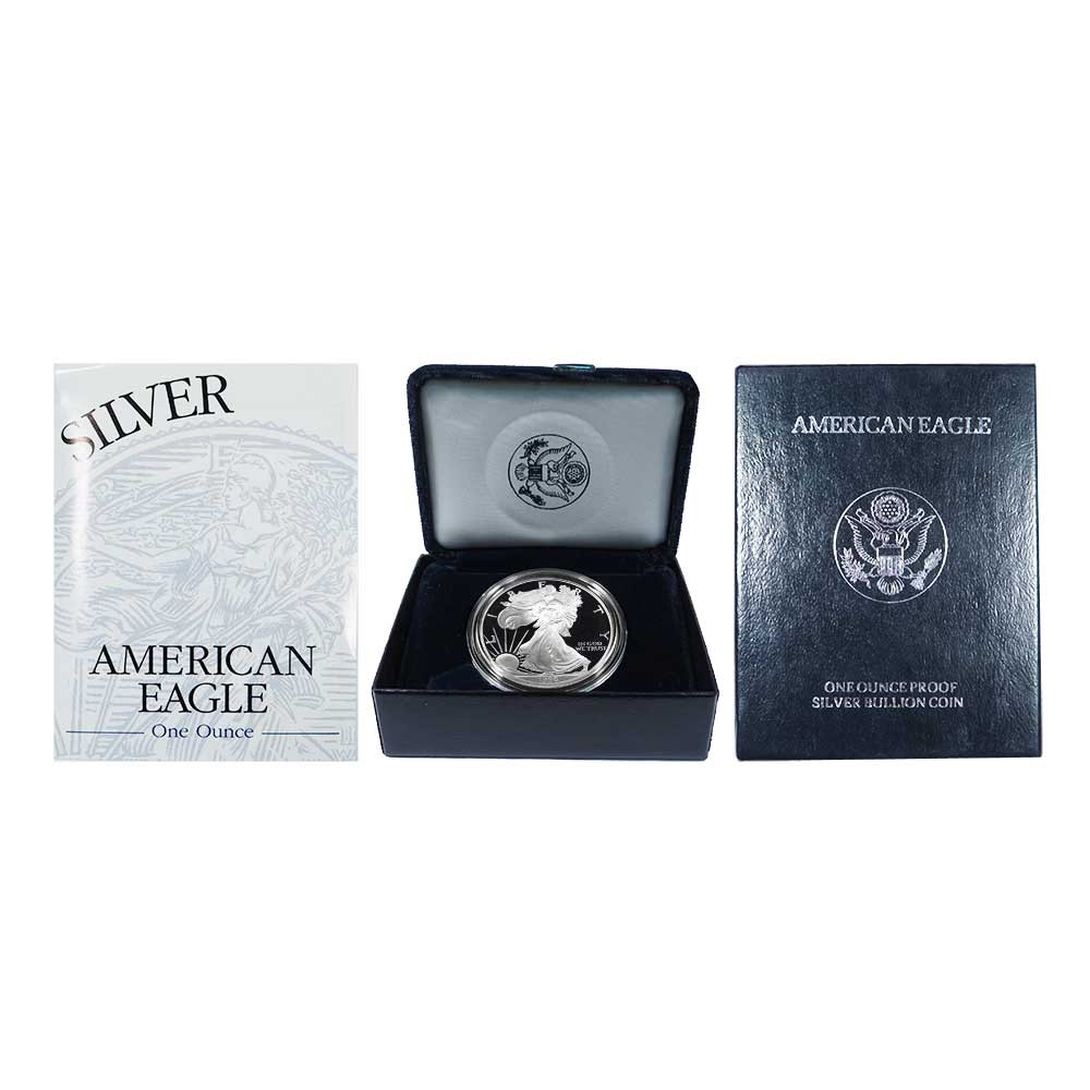 1996-P Proof $1 American Silver Eagle Box, OGP & COA