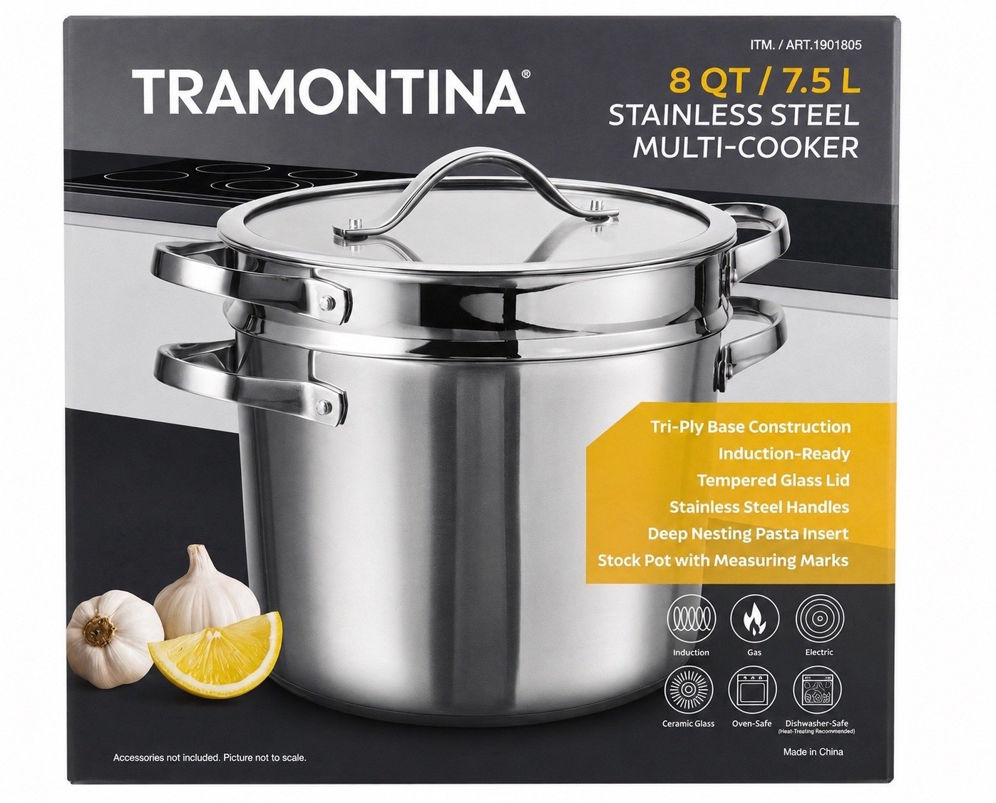 Tramontina Stainless Steel 8QT Multi-Cooker Double Handle With Lid new