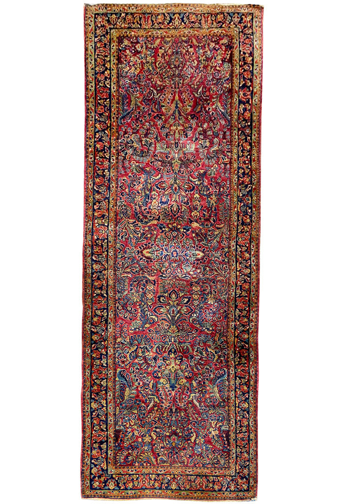 4x10 Antique Sarouuk Runner 1940\'s #F-6805 4x10 Antique Sarouuk Runner 1940\'s #F-6805