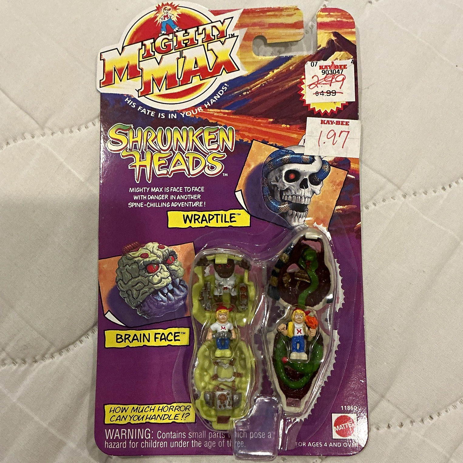 Mattel Mighty Max Shrunken Heads Wraptile & Brain Face Figure Set #11860 Mattel Mighty Max Shrunken Heads Wraptile & Brain Face Figure Set #11860