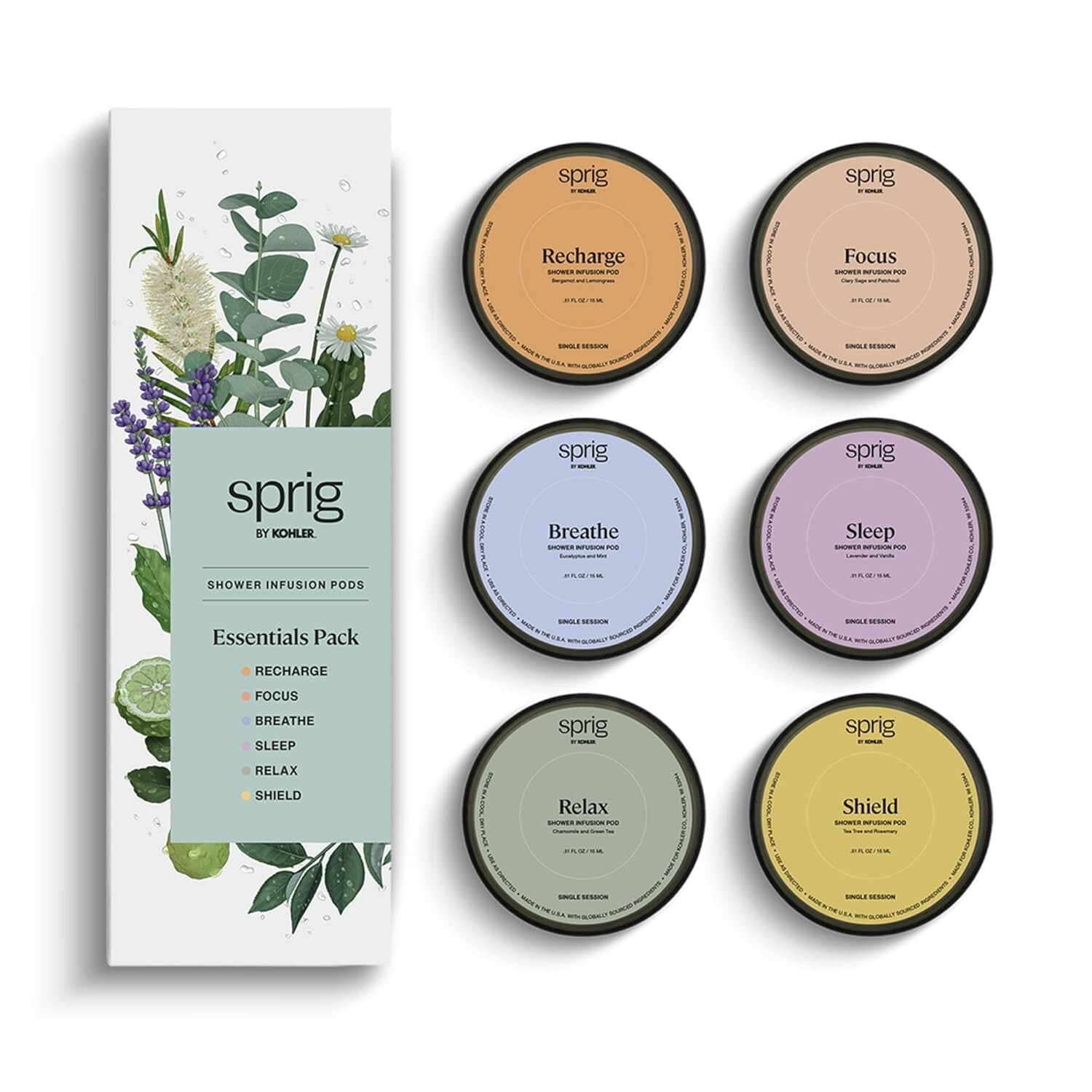 KOHLER Sprig Shower Infusion Pod Sampler Pack with 6 Mood-Matching Scents