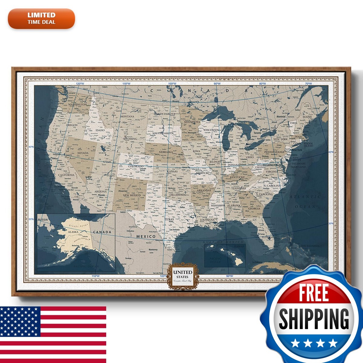 Renditions Gallery Colorful World Map Canvas Wall Art Silver Frame Push Pins Renditions Gallery Colorful World Map Canvas Wall Art Silver Frame Push Pins