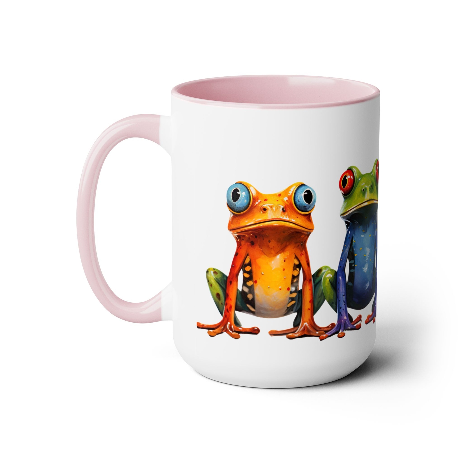 Vibrant Multicolor Frogs Coffee Cup 15 oz Ceramic | 5 Colors