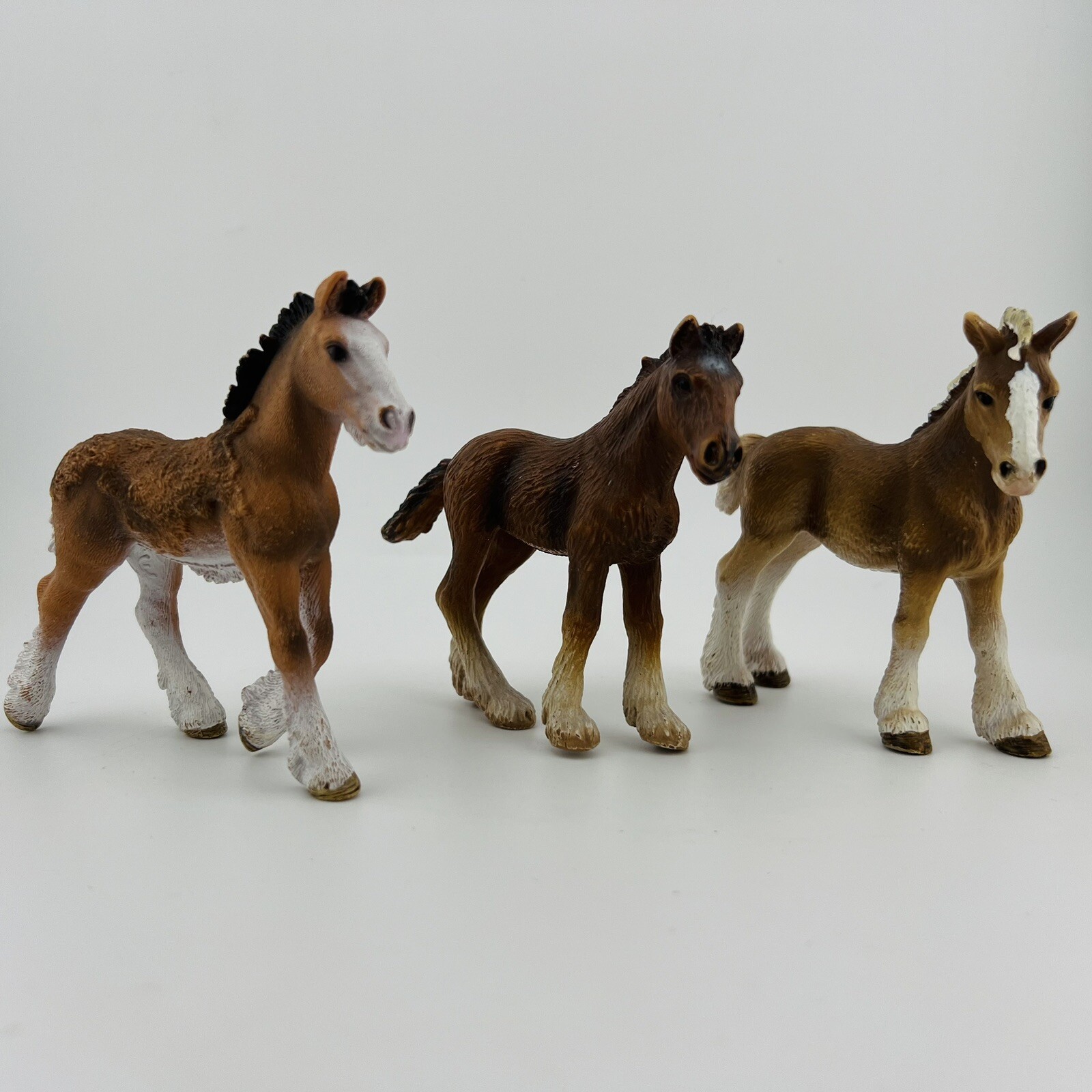 Schleich 3 Foals Clydesdale Shire Horses 2002 2009 2012 Toy Figure Rare Retired