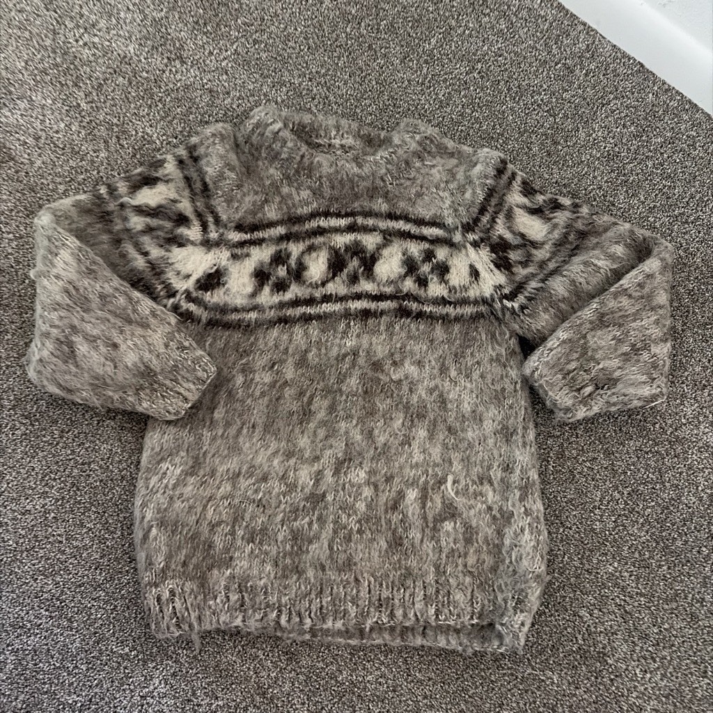 Vintage 1960s–70s handmade-style mohair knit Fair Isle sweater, women’s M Vintage 1960s–70s handmade-style mohair knit Fair Isle sweater, women’s M
