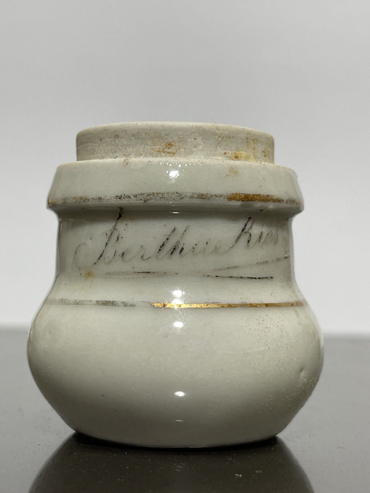 Pre-1900s Antique Old Inkwell «Bertha Ries»