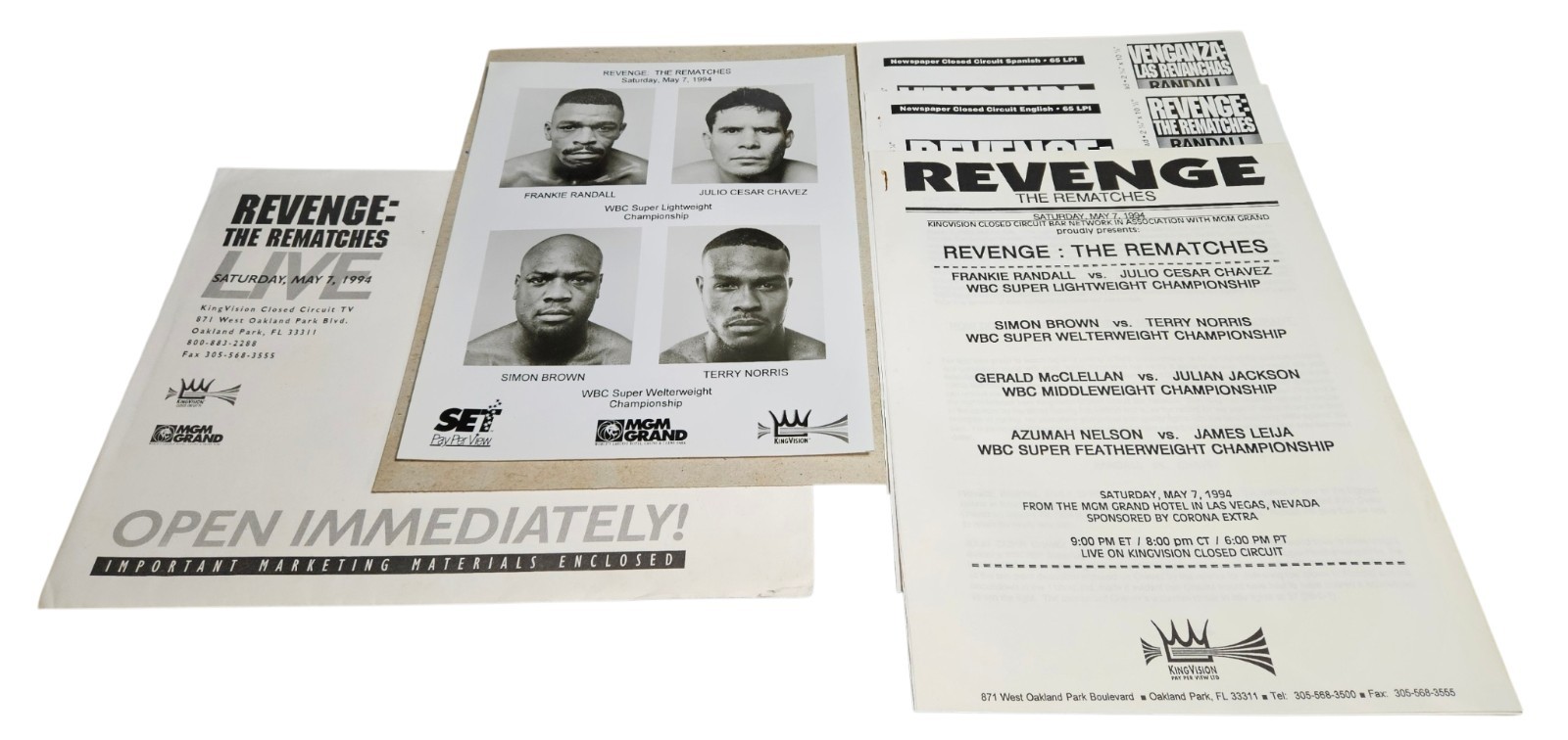 “1994 Revenge The Rematches Chavez vs Randall MGM Boxing Promo Press Kit” “1994 Revenge The Rematches Chavez vs Randall MGM Boxing Promo Press Kit”