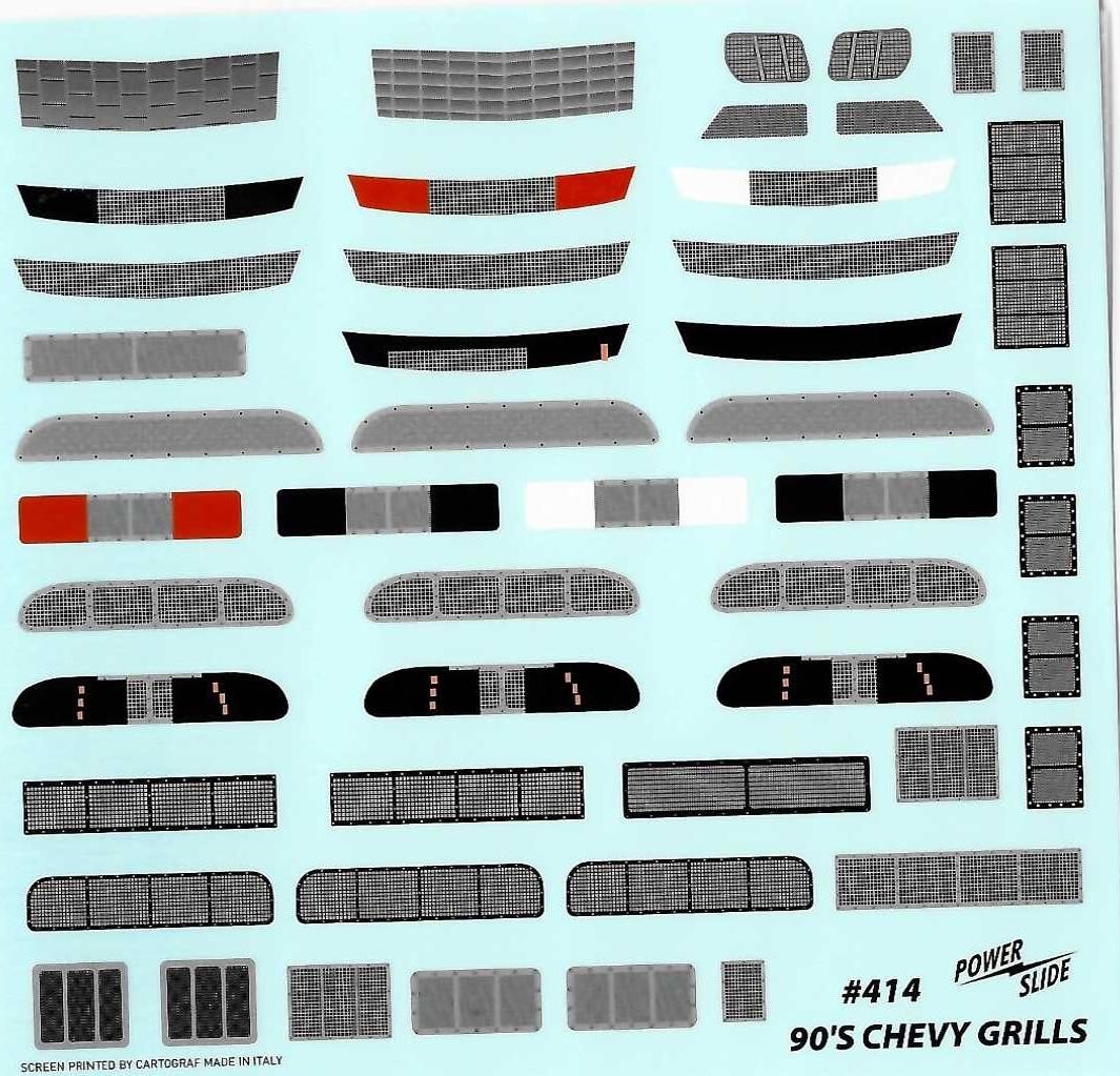 Powerslide 414 1990\'s Chevy Grilles 1/24 Nascar waterslide decal Powerslide 414 1990\'s Chevy Grilles 1/24 Nascar waterslide decal
