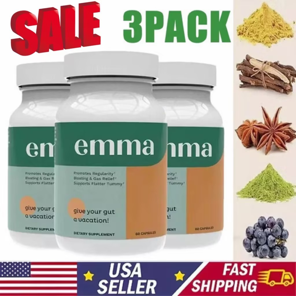 *3 Pack Emma Gut Health Supplement 180 Capsules for Bloating Relief & Leaky Gut