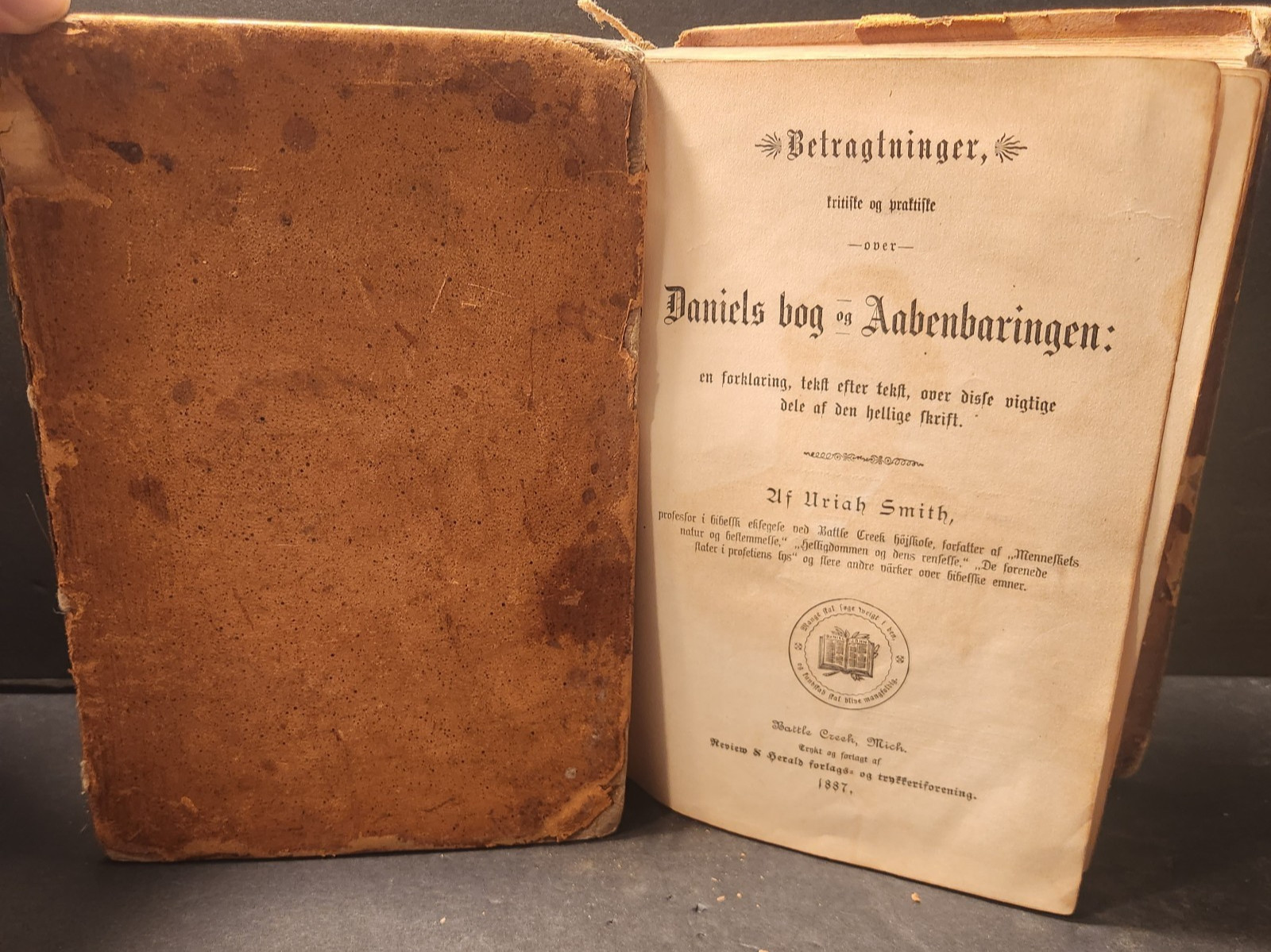 1887 Uriah Smith Daniels Bog Aabenbaringen Danish Norwegian Adventist Antique 1887 Uriah Smith Daniels Bog Aabenbaringen Danish Norwegian Adventist Antique