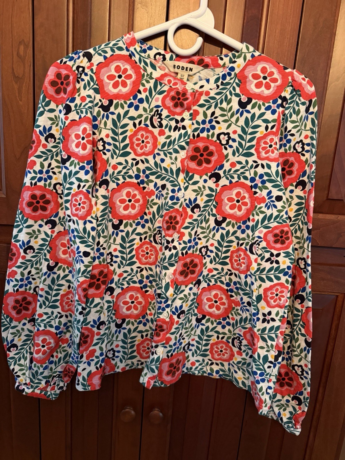 Boden Women’s US 8 Marina Floral 100% Cotton Button Front Blouse EUC Boden Women’s US 8 Marina Floral 100% Cotton Button Front Blouse EUC