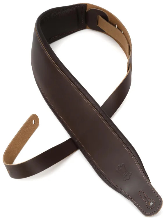 Levy\'s Amped Leather Series Guitar Strap - Dark Brown, Extra Long