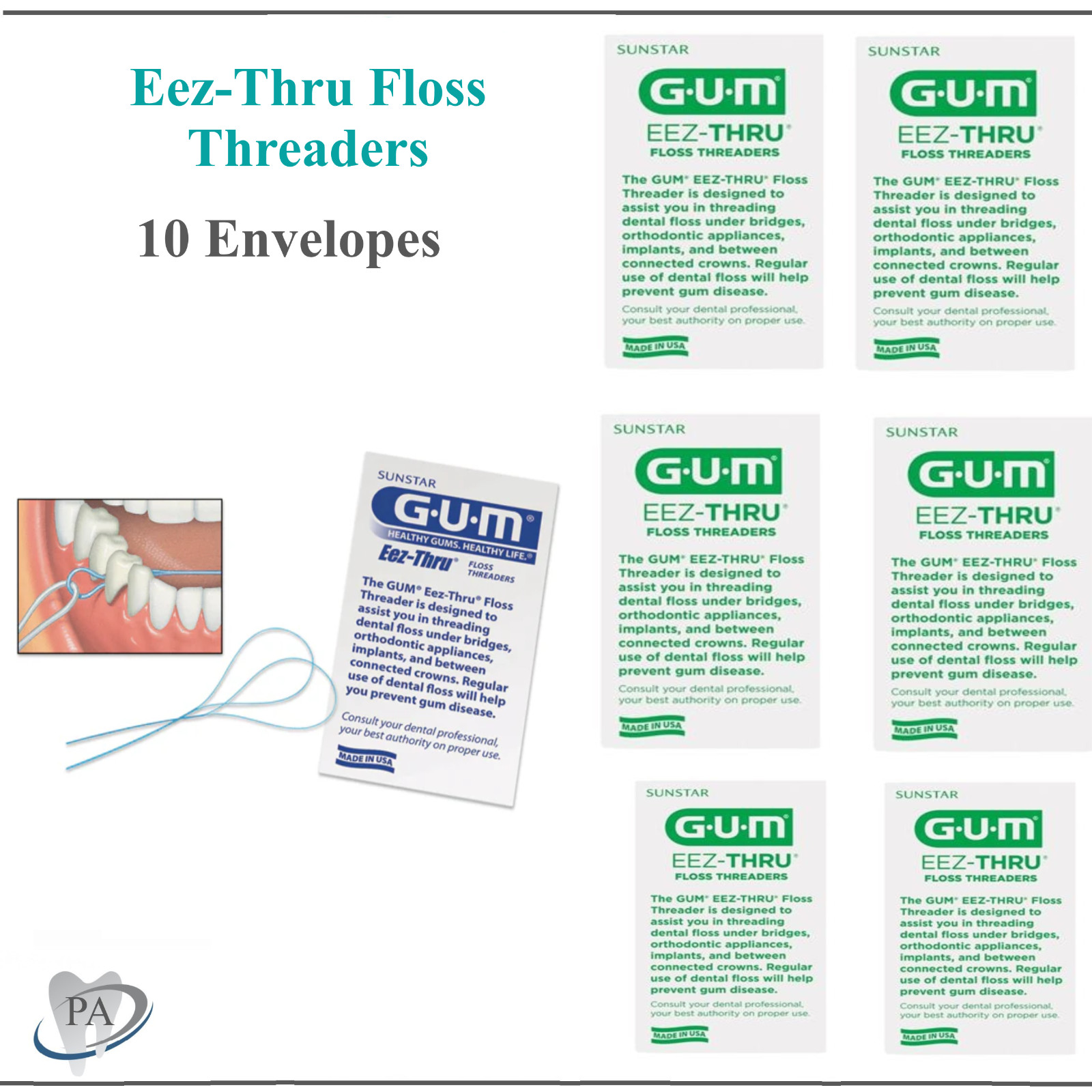 50x Sunstar GUM 840 Eez-thru FLOSS Threaders 50 pieces total Floss Threaders USA