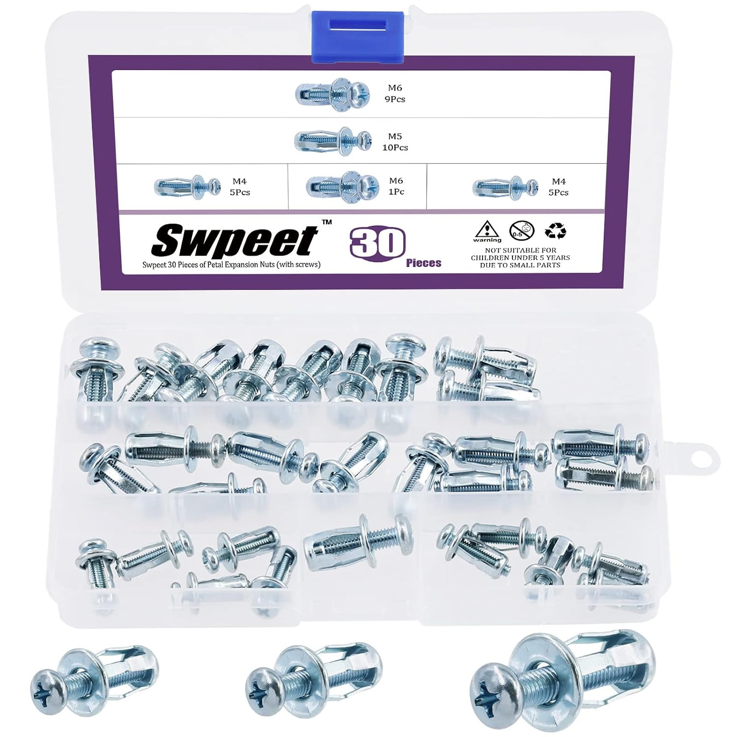 30Pcs M4 M5 M6 Jack Nuts Petal Nuts Expansion Nut Thins Fixings Dowels with Scre 30Pcs M4 M5 M6 Jack Nuts Petal Nuts Expansion Nut Thins Fixings Dowels with Scre