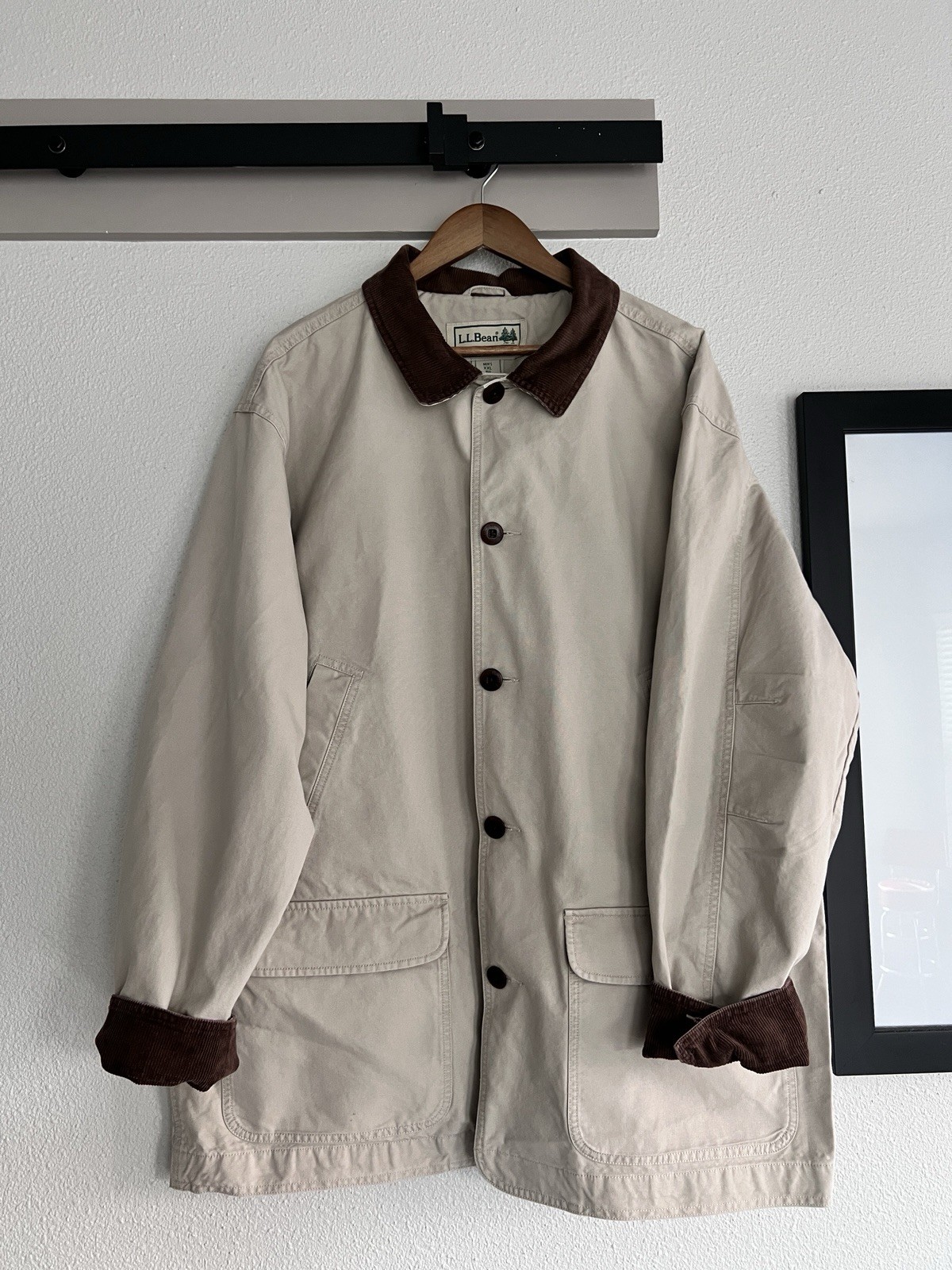 Vintage L.L.Bean Men\'s Lined Field Jacket Button Front Corduroy Collar Beige XXL Vintage L.L.Bean Men\'s Lined Field Jacket Button Front Corduroy Collar Beige XXL